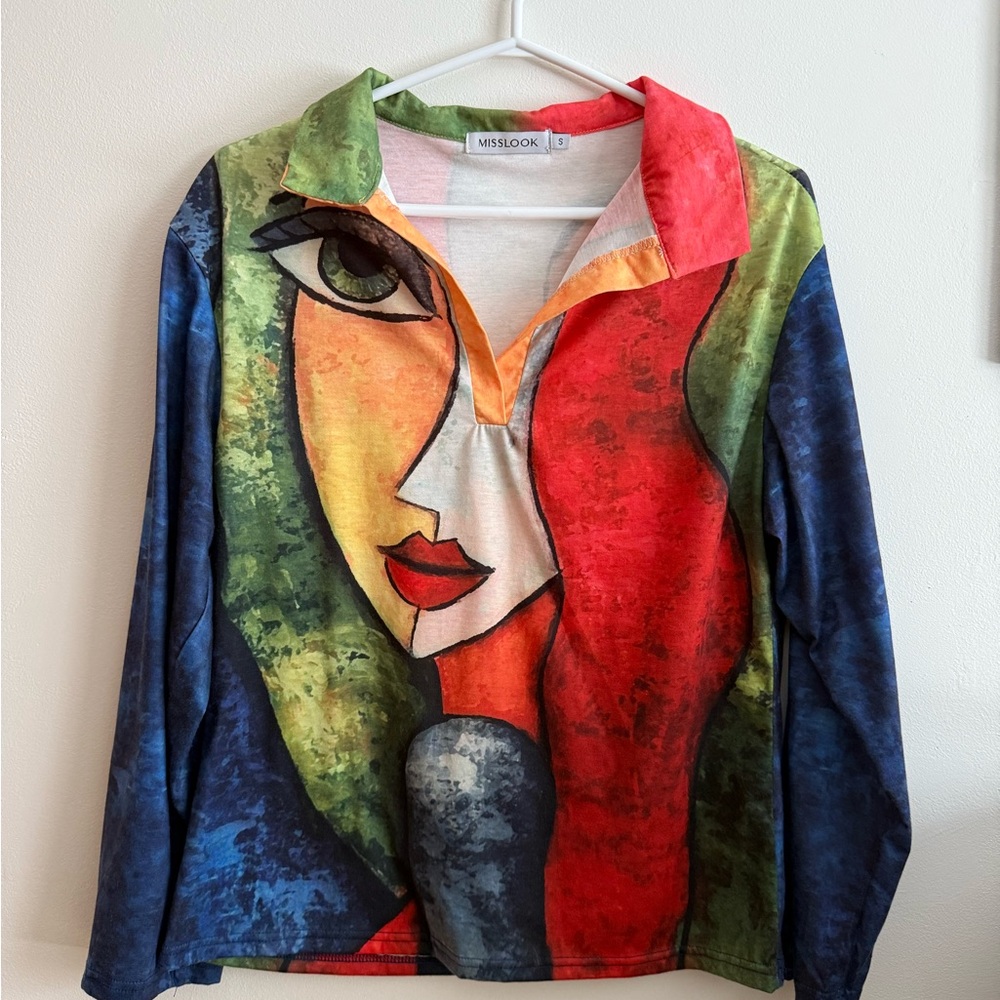 MISSLOOK Multicolor Artistic Print Top